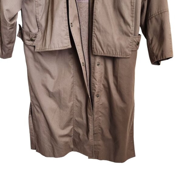 Vintage Foxrun Two By Gale Gould Womens Trench Coat Khaki XL Dark Brown - Picture 4 of 16